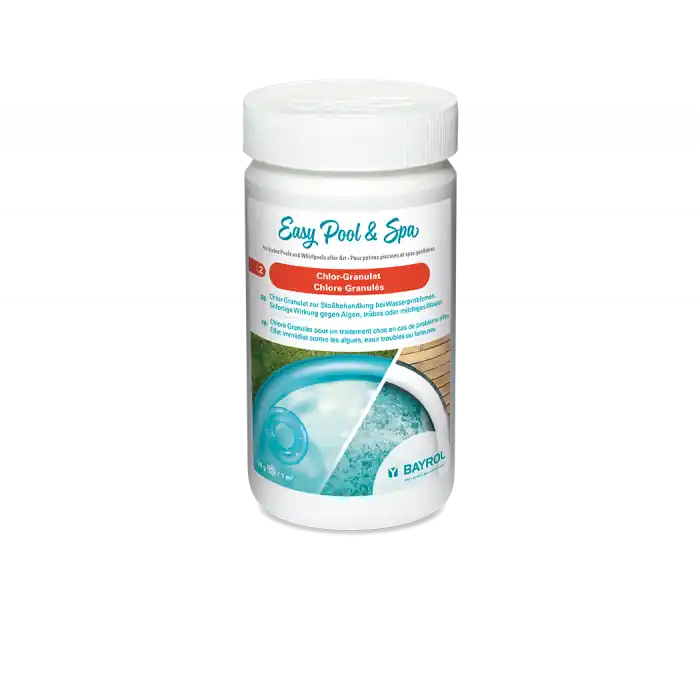 Boîtes de chlore granulés 1kg spécial piscine hors sol et spa gonflable - Bayrol Vente Directe