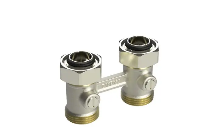 Répartiteur bitube RLV-KB par le sol droit pour radiateur Femelle 3/4‘‘ (20/27) - raccordement tuyauterie Mâle 3/4‘‘ (20/27) - Danfoss Offre Limitée