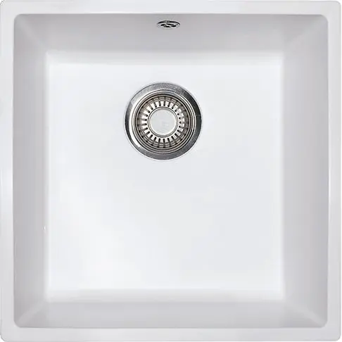 Solde Évier de cuisine Domus Tectonite DMD610-44 – 440 x 440 x 200 mm – Sous-meuble 50 cm – Blanc artic – Franke