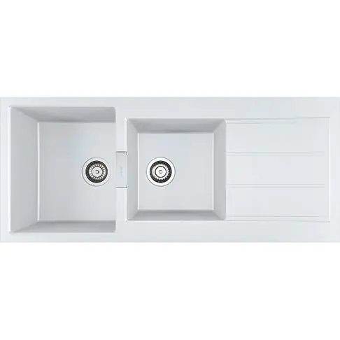 Évier de cuisine Sirius 2 Tectonite S2D621 - Sous-meuble 80 cm - 1160 x 500 x 200 mm - Blanc artic - Franke Certifié