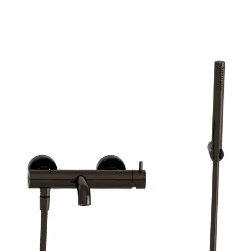 Acheter En Ligne Robinet mitigeur bain douche TRIVERDE Chromé noir avec flexible et support – Cristina Ondyna