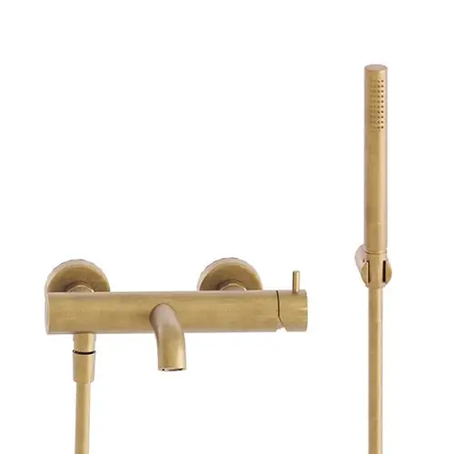 Dernier Modèle Robinet mitigeur bain douche TRIVERDE Or brossé avec flexible et support – Cristina Ondyna