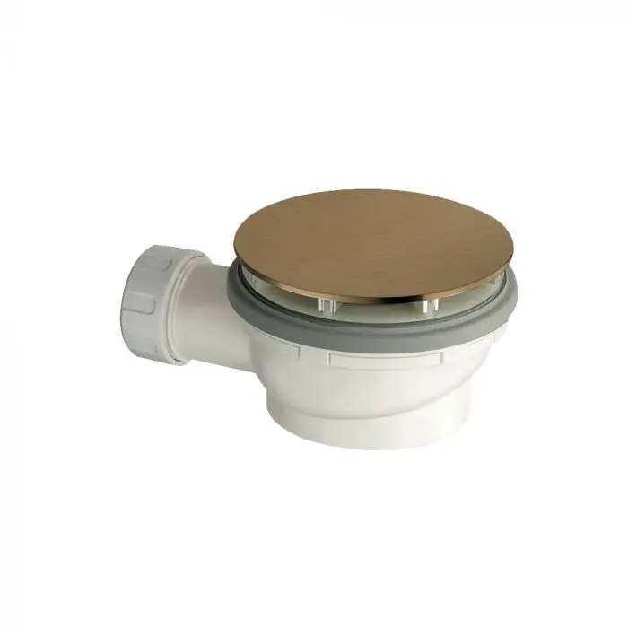 Offre Spéciale Bonde de douche avec capot extra plat - Hauteur 64 mm - Or rose brossé - Cristina Ondyna