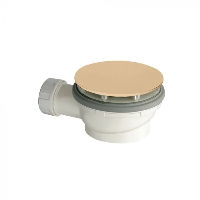 Authentique Bonde de douche avec capot extra plat – Hauteur 64 mm – Or rose – Cristina Ondyna