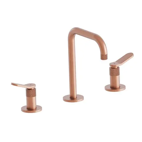 Robinet mélangeur lavabo 3 trous haut EAST SIDE or rose brossé + bonde Up&Down 1"1/4 - Cristina Ondyna Offre Spéciale