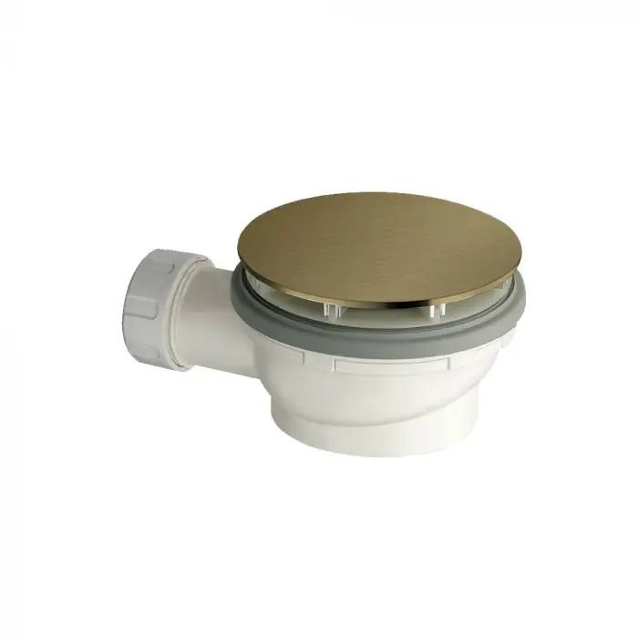 Acheter Direct Bonde de douche avec capot extra plat – Hauteur 64 mm – Or brossé – Cristina Ondyna