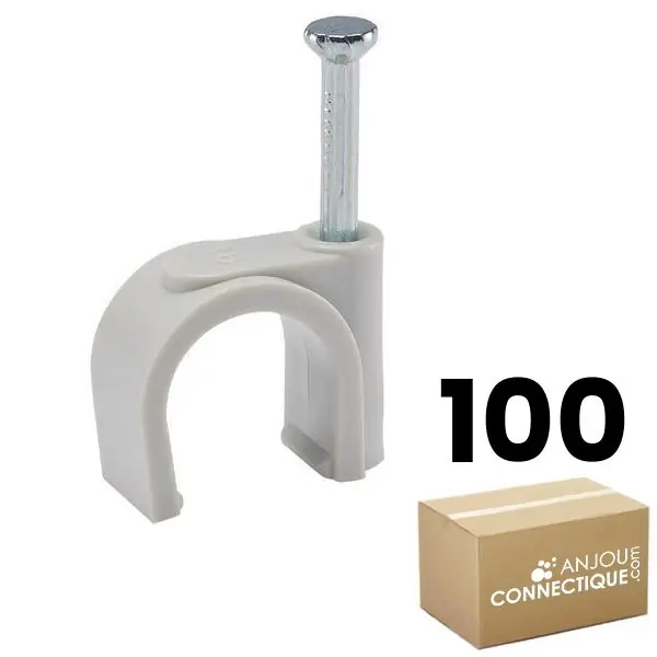Seau de 100 pontets gris Ø25 pointe béton et bois pour attache câble et conduit - Ram Promotion