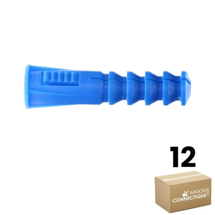 Commande En Gros Sachet de 12 chevilles RC10 bleues multimatériaux avec collerette - Ø10 mm - Longueur 48 mm - Ram