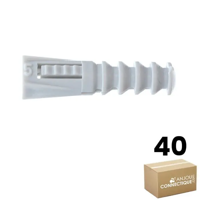 Sachet de 40 chevilles RC5 grises multimatériaux avec collerette - Ø5 mm - Longueur 22 mm - RAM Expédition Rapide