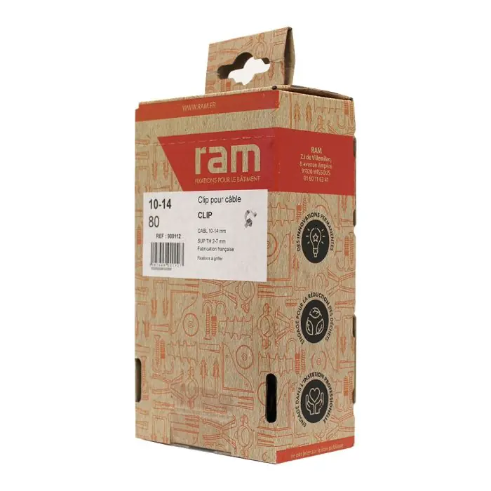 Boîte plastique de 80 clips pour câble et gaine Ø 10-14 mm - Épaisseur tôle 2-7 mm - Ram Achetez Aujourd'hui