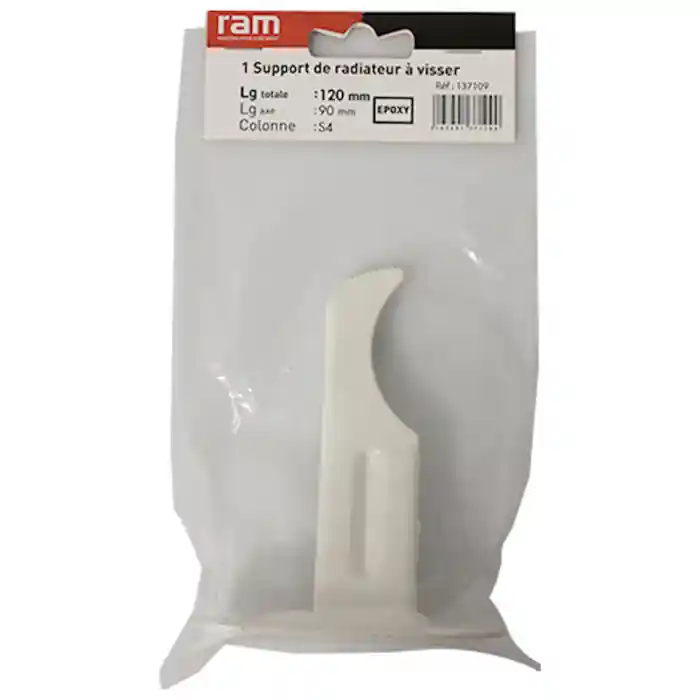 Support à visser pour radiateur en fonte type rideau – Longueur axe 90 mm – Longueur totale 120 mm – Ram Réduction