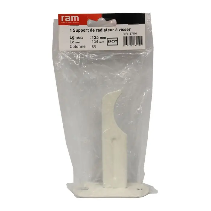 Support à visser pour radiateur en fonte type rideau – Longueur axe 105 mm – Longueur totale 135 mm – Ram Top Vente