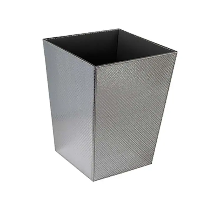 Vente Flash Poubelle salle de bain Ecopelle en cuir synthéthique L23 x l23 x h30 cm – couleur argent – Koh-I-Noor