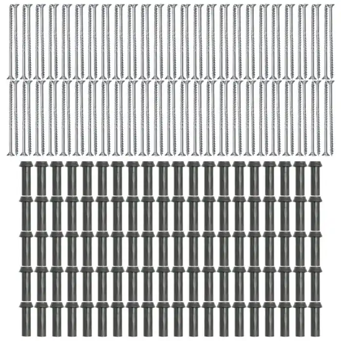 Lot de 100 supports de rail OB 63mm SIXBOX + 100 vis bois Ø5,0×90 tête fraisée TX – Sixbox Remise