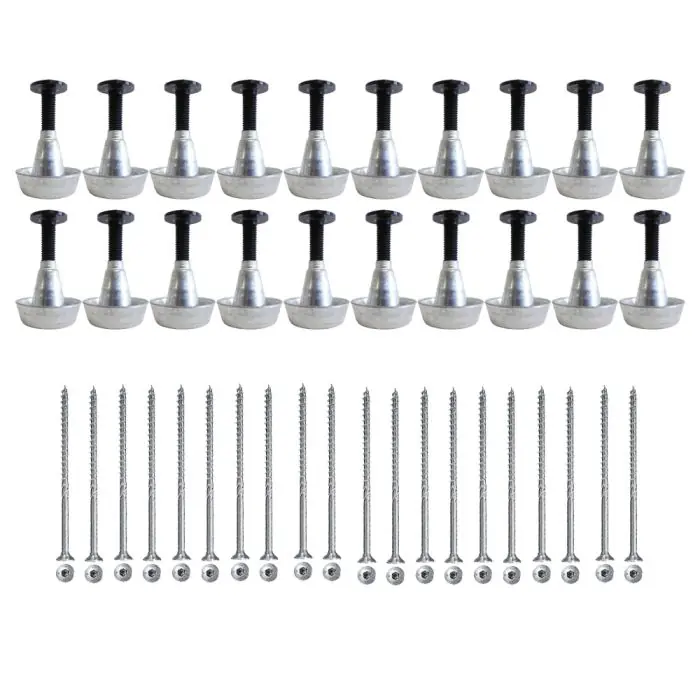 Lot de 20 supports de rail réglable 30/60 mm SIXBOX + 20 vis bois Ø5,0×80 tête fraisée TX – Sixbox Nouveauté
