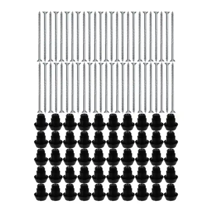 Lot de 50 supports de rail réglable 15/32 mm SIXBOX + 50 vis bois Ø5,0×60 mm tête fraisée TX – Sixbox Bon Plan