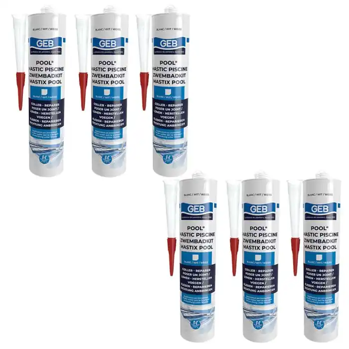 Offre Exclusive Lot de 6 Mastic piscine POOL qualité professionnelle BLANC 290 ml - GEB