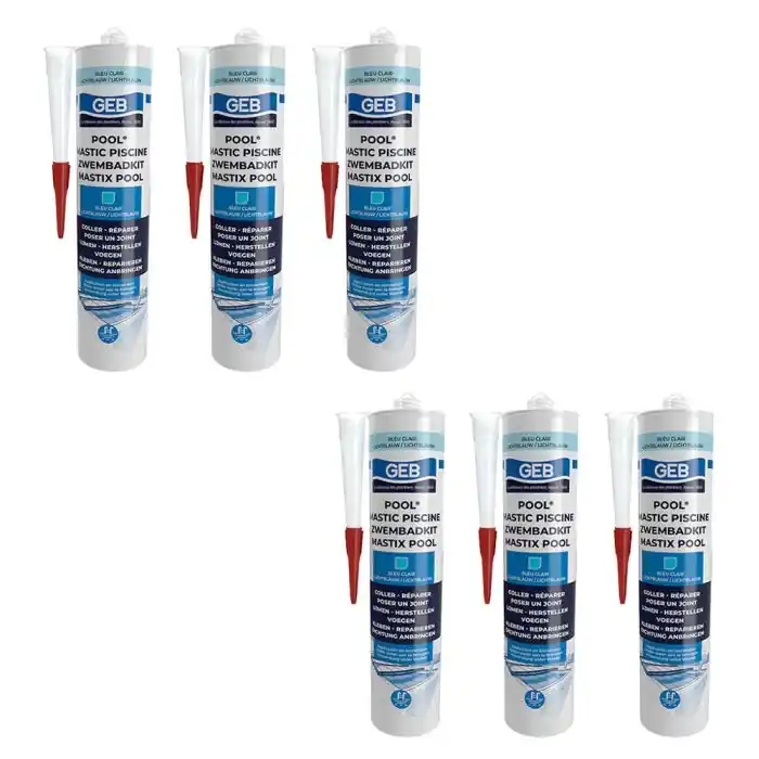 Top Vente Lot de 6 Mastics piscine POOL qualité professionnelle BLEU 290 ml - GEB