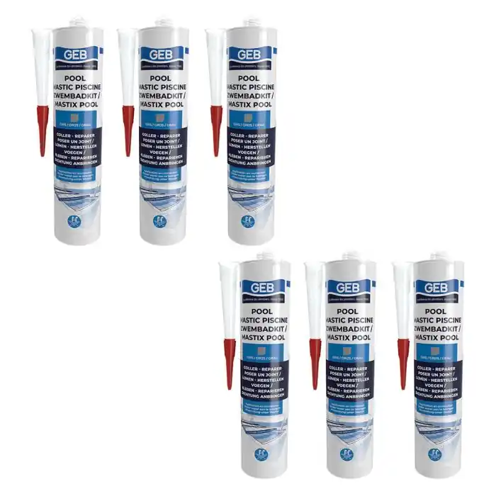 Nouvelle Collection Lot de 6 Mastics piscine POOL qualité professionnelle GRIS 290 ml – GEB
