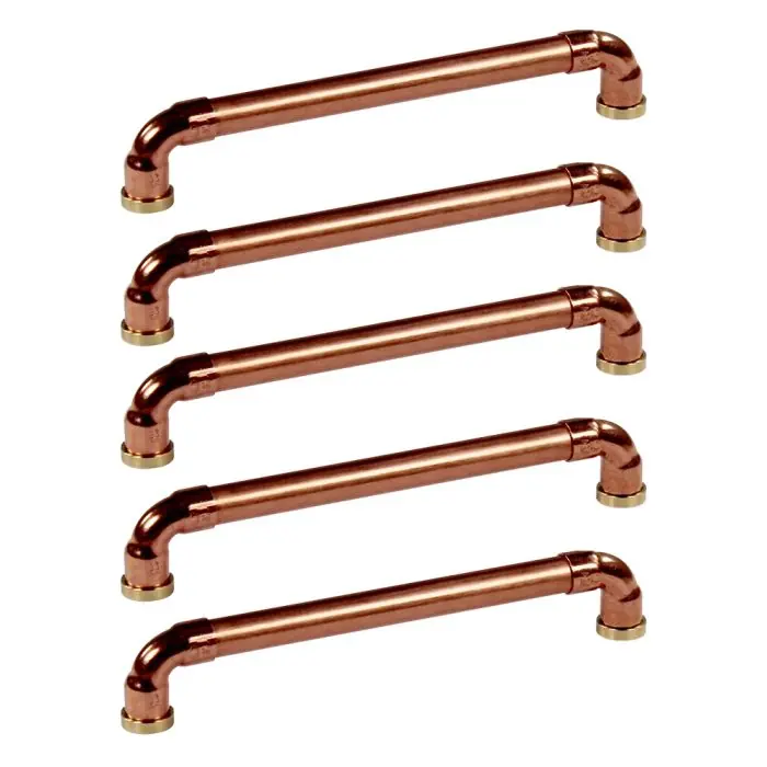 Vente Flash Lot de 5 Poignées de meuble cuivre « Industriel » – Entraxe 160 mm – Ø12 mm – Arcanaute