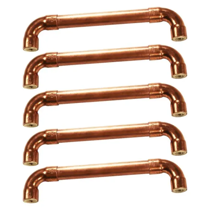 Lot de 5 Poignées en matière Cuivre - Entraxe 160 mm - Ø12 - Arcanaute Satisfait Ou Remboursé
