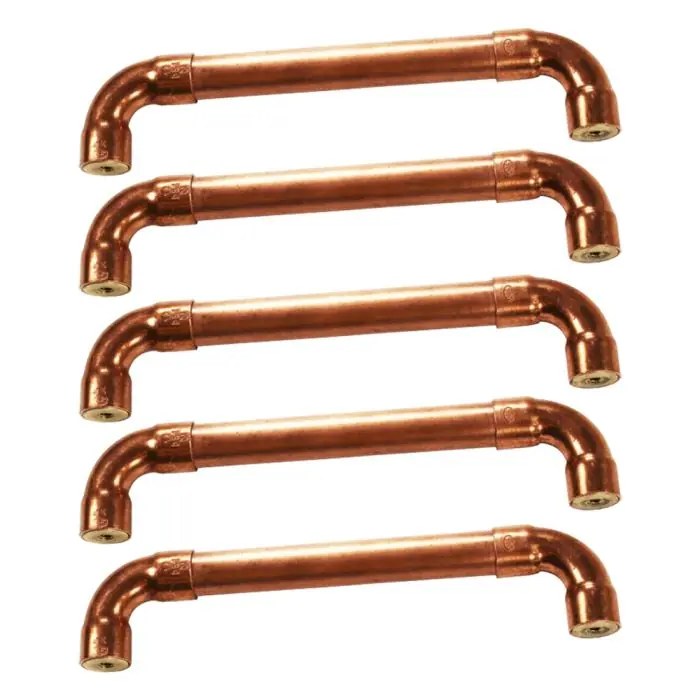 Lot de 5 Poignées en matière Cuivre - Entraxe 128 mm - Ø12 - Arcanaute Pas Cher