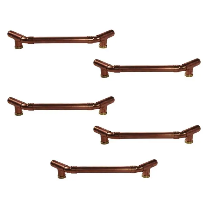 Lot de 5 Poignées élégantes en Cuivre - Entraxe 128 mm - Ø12 - Arcanaute Offre Limitée
