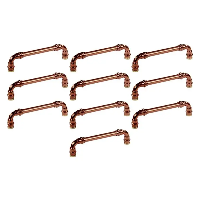 Haute Qualité Lot de 10 Poignées Matière Cuivre Laiton "Vintage-Rétro" - Entraxe 492 mm - Ø14 - Arcanaute