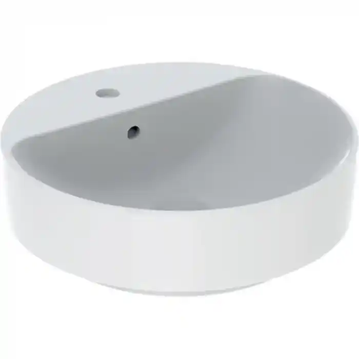 Vasque à poser Geberit VARIFORM ronde Ø45cm avec plage de robinetterie et trou de robinetterie au centre - Geberit Quantité Limitée