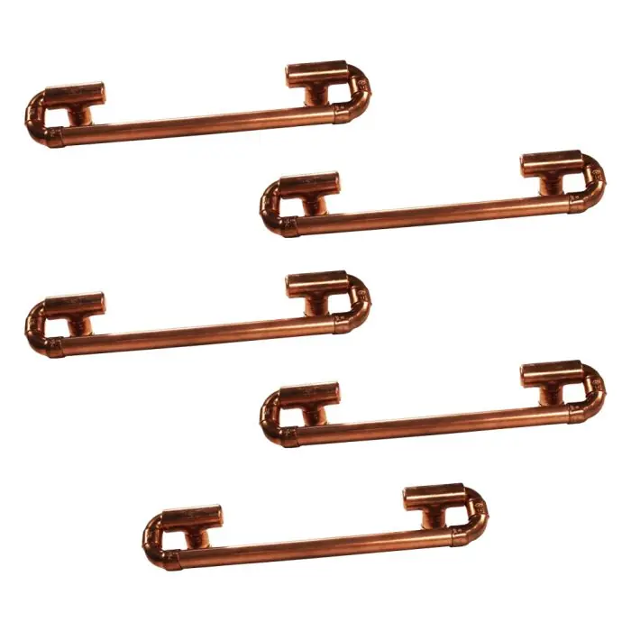 Prix Bas Lot de 5 Poignées designs et mobiles en Cuivre - Entraxe 160 mm - Ø12 - Arcanaute