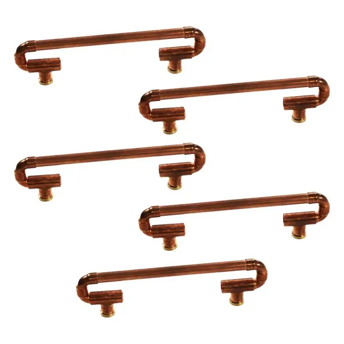 Lot de 5 Poignées mobiles et designs en Cuivre - Entraxe 128 mm - Ø12 - Arcanaute Quantité Limitée