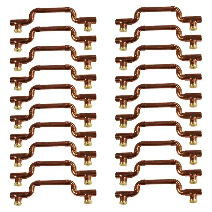 Lot de 20 Poignées mobiles et élégantes en Cuivre - Entraxe 128 mm - Ø12 - Arcanaute Quantité Limitée