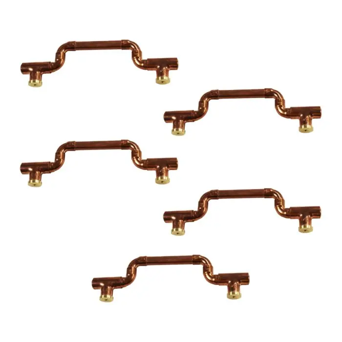 Lot de 5 Poignées mobiles et élégantes en Cuivre - Entraxe 128 mm - Ø12 - Arcanaute Meilleur Prix