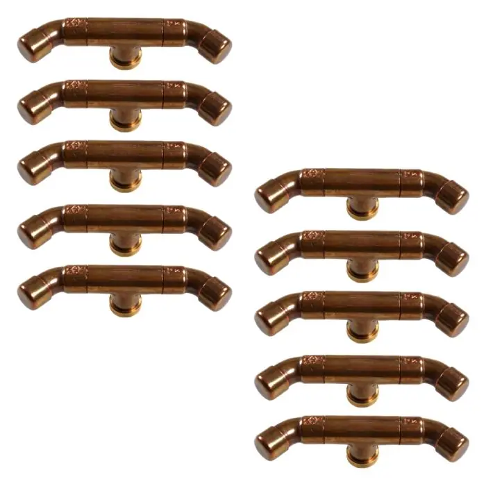 Dernière Chance Lot de 10 Boutons de meuble 95 mm "Rétro GM" Cuivre/Laiton Industriel - Ø16 mm - Arcanaute