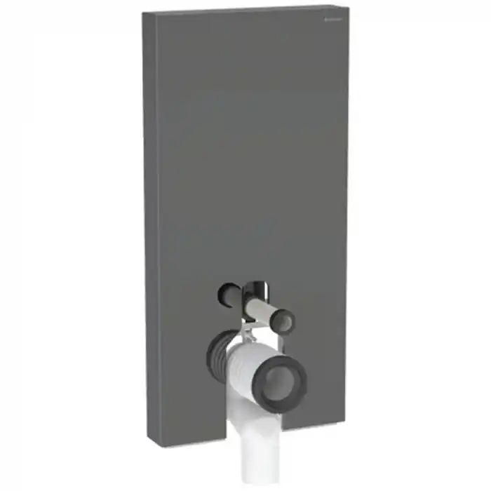 Usine Directe Panneau sanitaire Geberit MONOLITH pour WC au sol, 101 cm, habillage frontal en verre gris velouté, latéral aluminium chromé noir - Geberit