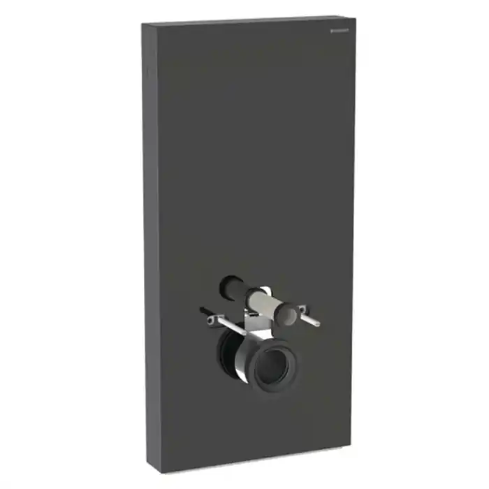 Expédition Rapide Panneau sanitaire Geberit MONOLITH pour WC suspendu, 101 cm, habillage frontal en verre noir, latéral aluminium chromé noir - Geberit