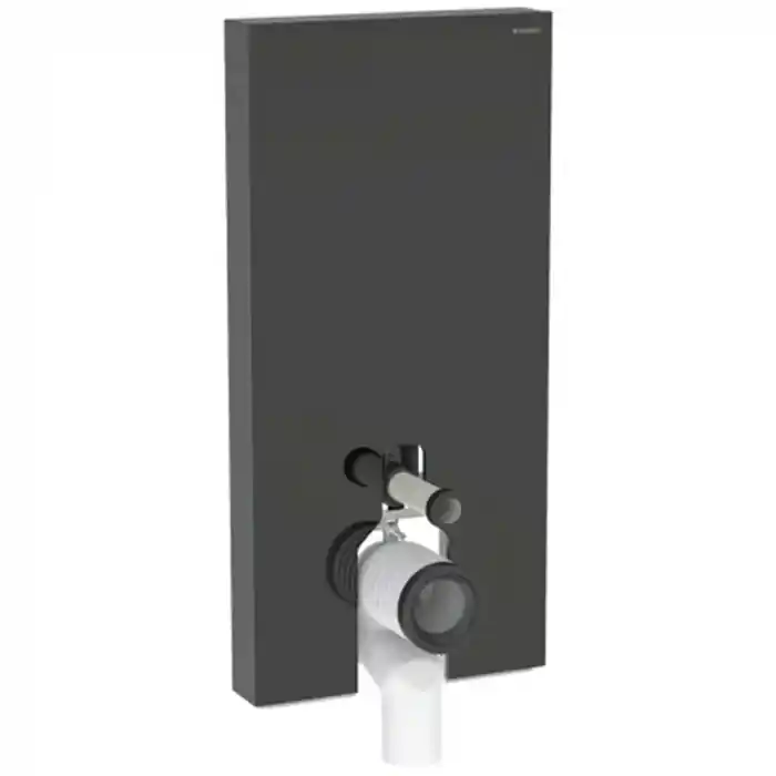 Top Vente Panneau sanitaire Geberit MONOLITH pour WC au sol, 101 cm, habillage frontal en verre noir, latéral aluminium chromé noir - Geberit