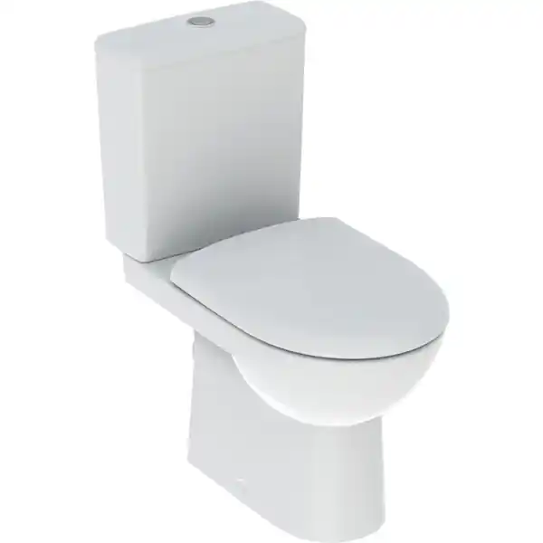 Certifié Pack WC au sol Geberit RENOVA, sortie horizontale, sans bride, semi-carénée, avec abattant frein de chute et déclipsable - Geberit
