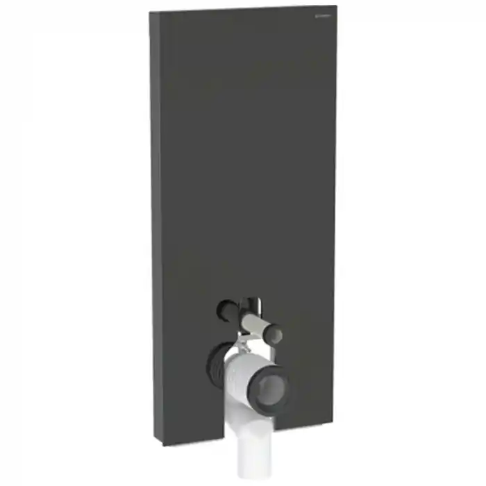 Panneau sanitaire Geberit MONOLITH pour WC au sol, 114 cm, habillage frontal en verre noir, latéral aluminium chromé noir - Geberit Populaire
