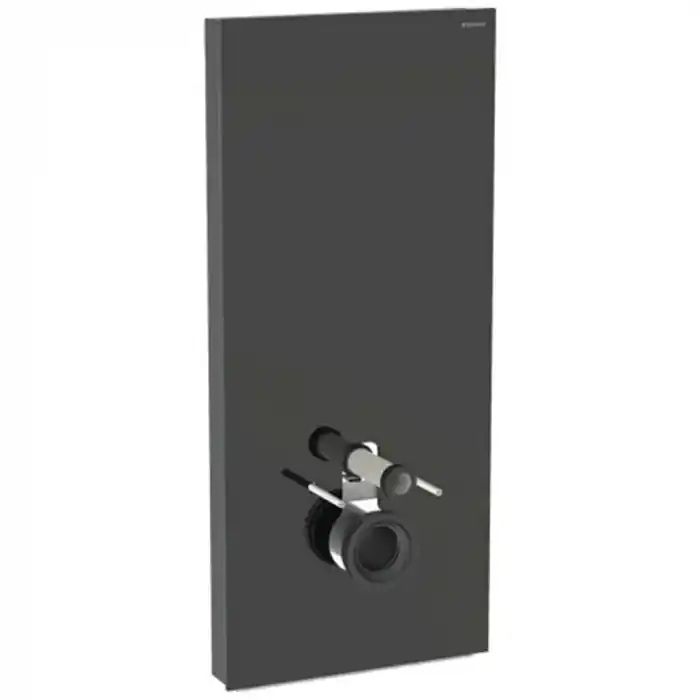 Panneau sanitaire Geberit MONOLITH pour WC suspendu, 114 cm, habillage frontal en verre noir, latéral aluminium chromé noir - Geberit Commande En Gros