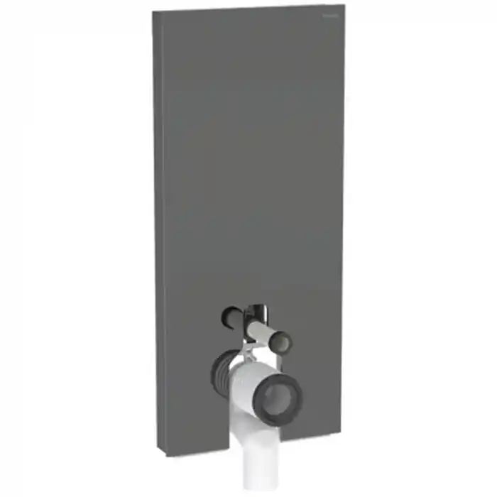 Expédié Aujourd'hui Panneau sanitaire Geberit MONOLITH pour WC au sol, 114 cm, habillage frontal en verre gris velouté, latéral aluminium chromé noir - Geberit