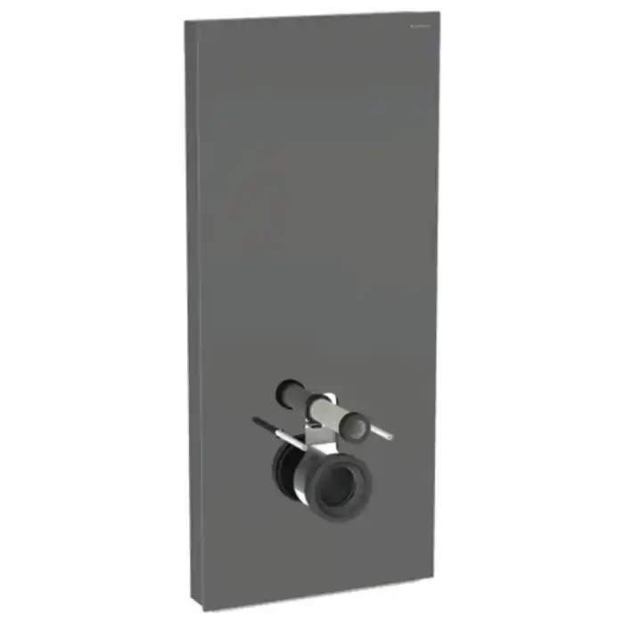 Vente Flash Panneau sanitaire Geberit MONOLITH pour WC suspendu, 114 cm, habillage frontal en verre gris velouté, latéral aluminium chromé noir - Geberit