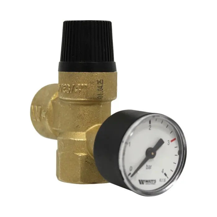 Jusqu'à Épuisement Des Stocks Soupape de sécurité chauffage NF 3 bars - Femelle 3/4" (20/27) - Avec manomètre - Watts