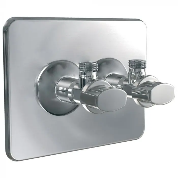Jusqu'à Épuisement Des Stocks Cache de finition Robifix® Inox entraxe 50mm avec robinet d‘arrêt Mâle 1/2" (15/21) - Mâle 3/8" (12/17) - Watts