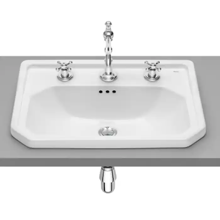 Jusqu'à Épuisement Des Stocks Vasque CARMEN à encastrer - 600x450mm - blanc brillant - 3 trous de robinetterie - Roca - A3270A5003