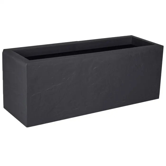 Jardinière VOLCANIA UP décor pierre – 79,5 x 29,5 x 29,5 cm – 57 L – Gris anthracite – EDA Prix Réduit