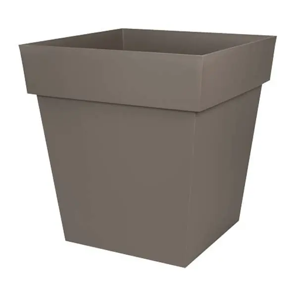 Retour Gratuit Pot de fleur Toscane Carré - 49,5 x 49,5 x 52,5 cm - 87 Litres - Taupe - EDA
