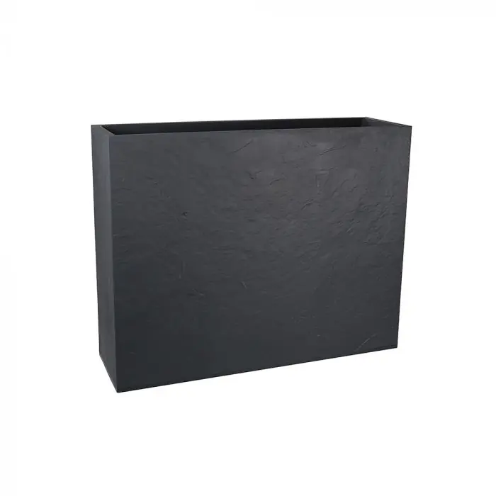 Bon Marché Jardinière muret LOFT XL VOLCANIA double paroi décor pierre - 99,5 x 29,5 x 78,5 cm - 63 L - Gris anthracite - EDA