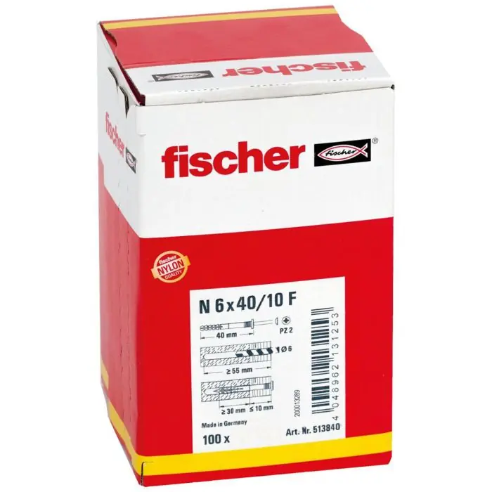100 chevilles à frapper N Ø6 x 40 mm collerette épaisse et clou tête fraisée pour constructions métalliques – Fischer Meilleur Prix