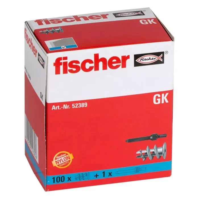100 chevilles en nylon pour carton-plâtre GK 4 x 22 mm – Fischer Nouveauté